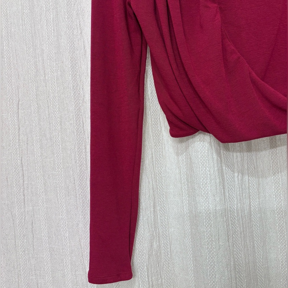 ASTR Burgundy Draped Cutout Top | Snatched Wrap Y2K Going Out Blouse M NWT - Picture 9 of 12